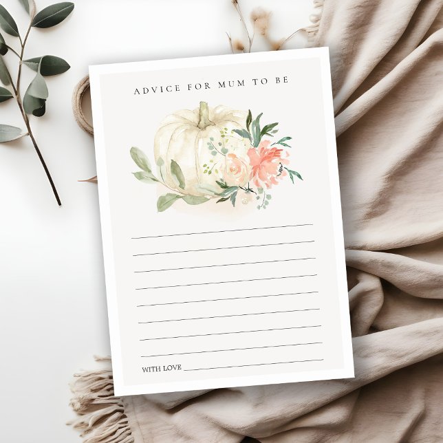 Pumpkin Blush Floral Advice for Mum Baby Shower Enclosure Card (Creator Uploaded)