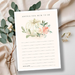 Pumpkin Blush Floral Advice for Mum Baby Shower Enclosure Card