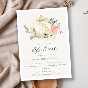Pumpkin Blush Floral Baby Brunch Shower Invite