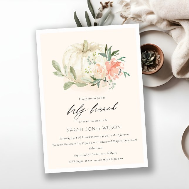 Pumpkin Blush Floral Baby Brunch Shower Invite (Creator Uploaded)