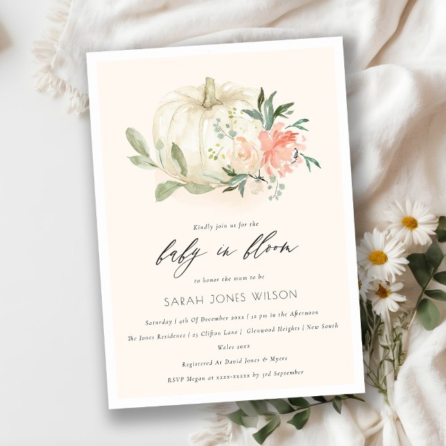 Pumpkin Blush Floral Baby in Bloom Shower Invite (Creator Uploaded)