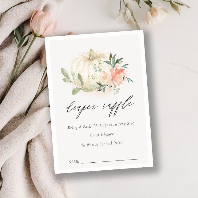 Pumpkin Blush Floral Dipper Raffle Baby Shower Enclosure Card (Creator Uploaded)