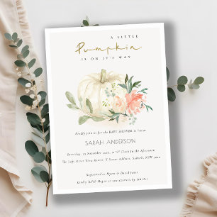 Pumpkin Blush Floral Little Baby Shower Invite