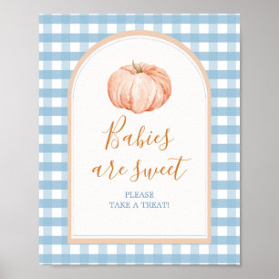 Pumpkin Boho Blue Gingham Babies are Sweet Sign