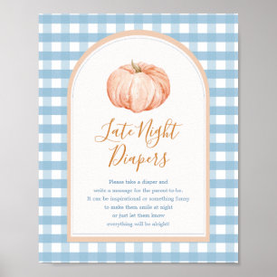 Pumpkin Boho Blue Gingham Late Night Diaper Sign