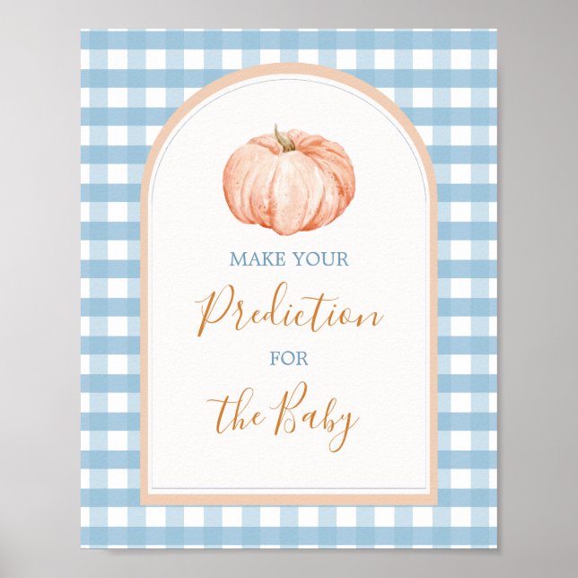 Pumpkin Boho Blue Gingham Prediction for Baby Poster (Front)