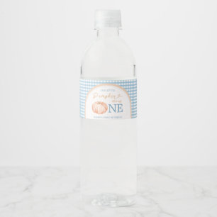 Pumpkin Boho Blue Gingham Water Bottle Water Bottle Label