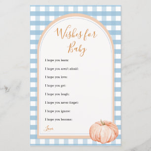 Pumpkin Boho Blue Gingham Wishes for Baby Game