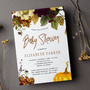 Pumpkin boho fall gender neutral baby shower invitation