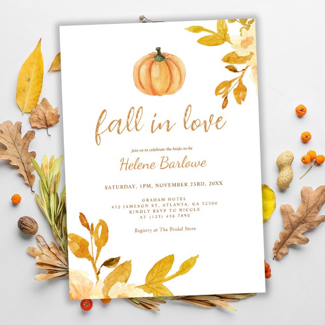 Pumpkin Boho Fall In Love Bridal Shower Inv Invitation (Pumpkin Boho Fall In Love Bridal Shower Inv Invitation)