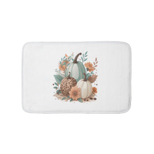 Pumpkin Boho Floral Bath Mat