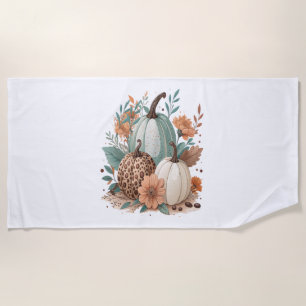 Pumpkin Boho Floral Beach Towel