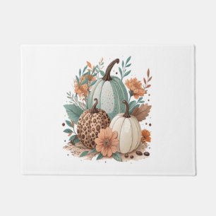 Pumpkin Boho Floral Doormat