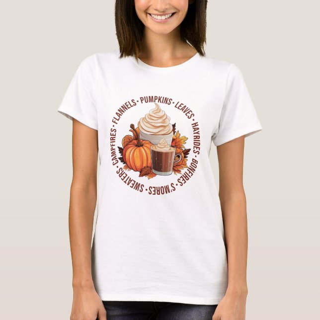 Pumpkin Bonfire Cosy Autumn Design T-Shirt (Front)