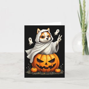 Pumpkin Boo Ghost American Eskimo Dog Halloween Card