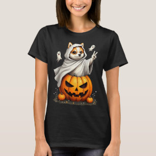 Pumpkin Boo Ghost American Eskimo Dog Halloween T-Shirt