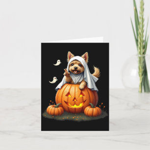 Pumpkin Boo Ghost Yorkie Dog Halloween Costume Card