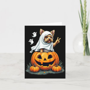 Pumpkin Boo Ghost Yorkie Dog Halloween Costume Card