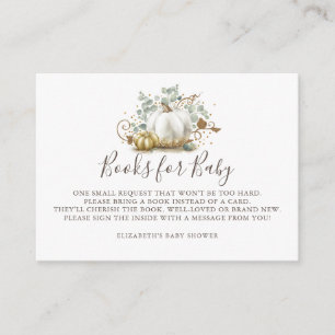 Pumpkin   Books for Baby Bring a Book Baby Shower Enclosure Card