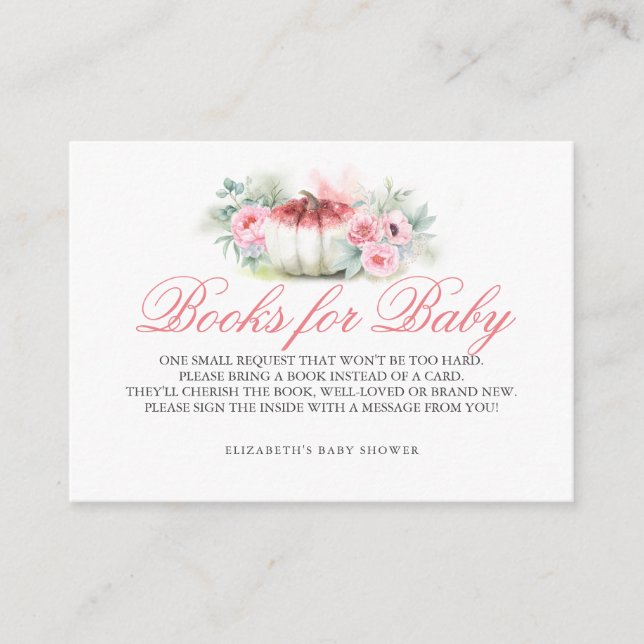 Pumpkin | Books for Baby Bring a Book Baby Shower Enclosure Card (Front)