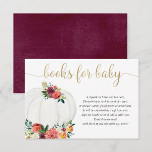 Pumpkin books for baby gender neutral fall floral enclosure card
