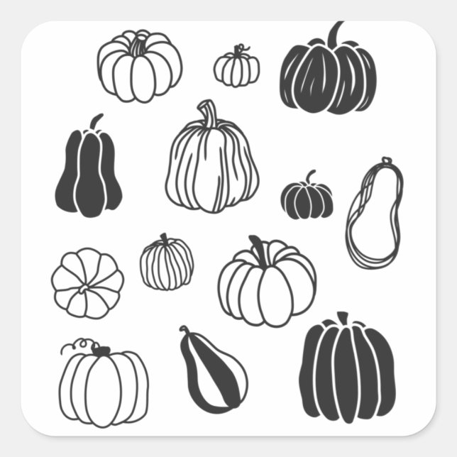 Pumpkin Botanical Square Sticker (Front)