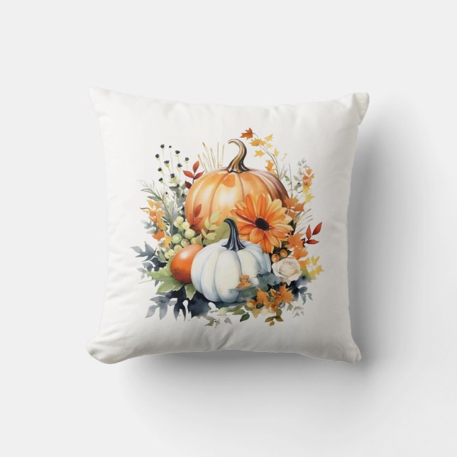 Pumpkin Bouquet Cute Farmhouse Autumn Decor Cushion (Front)
