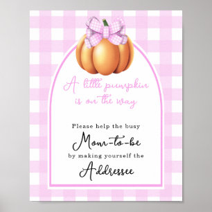 Pumpkin bow arch baby shower Mum to be addressee Poster
