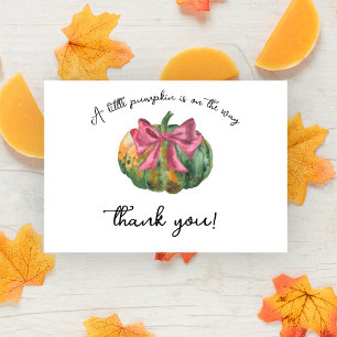 Pumpkin bow autumn baby shower - Thank You Card