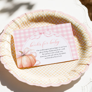 Pumpkin Bow Baby Shower Books for Baby Enclosure Card