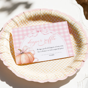 Pumpkin Bow Baby Shower Diaper Raffle Enclosure Card