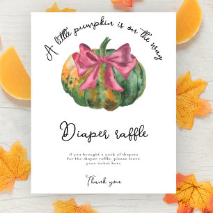 Pumpkin bow baby shower Diaper Raffle game Poster