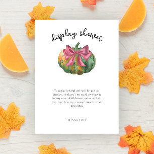  Pumpkin bow baby shower - display shower Enclosure Card