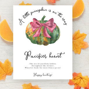 Pumpkin bow baby shower Pacifier hunt game Poster