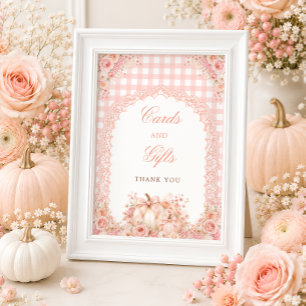 Pumpkin Bow Floral Cards & Gifts Table Sign