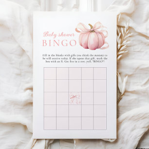 Pumpkin Bow Girl Baby Shower Gift Bingo Game