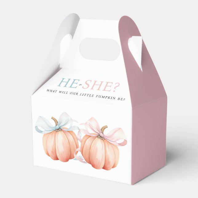 Pumpkin Bow Pink Blue Gender Reveal Favour Box (Front Side)