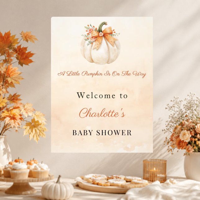 Pumpkin Bow Welcome Baby Shower Poster (Creator Uploaded)