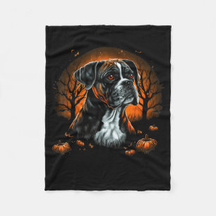 Pumpkin Boxer Dog Costume On Boxer Dog Halloween Fleece Blanket