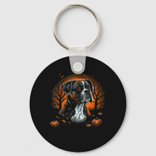 Pumpkin Boxer Dog Costume On Boxer Dog Halloween Key Ring