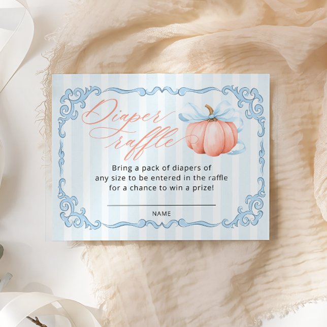 Pumpkin Boy Baby Shower Diaper Raffle Ticket Enclosure Card (Creator Uploaded)