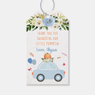 Pumpkin Boy Drive By Baby Shower Thank You Gift Tags