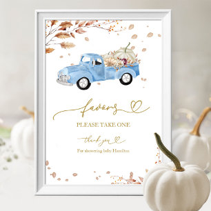 Pumpkin Boy Fall Baby Shower Favours Sign