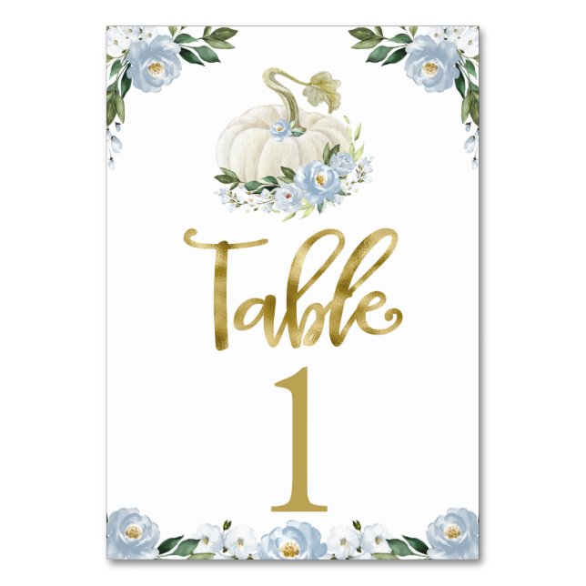 Pumpkin Boy Fall Baby Shower Table Number (Front)