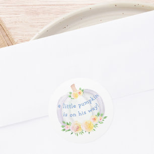 Pumpkin Boy's Baby Shower Classic Round Sticker