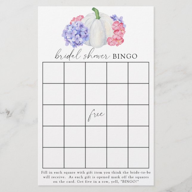 Pumpkin - Bridal shower bingo game (Front)