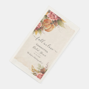 Pumpkin Bridal Shower Fall in Love Autumn Leaves Napkin