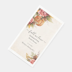 Pumpkin Bridal Shower Fall in Love Autumn Leaves Napkin