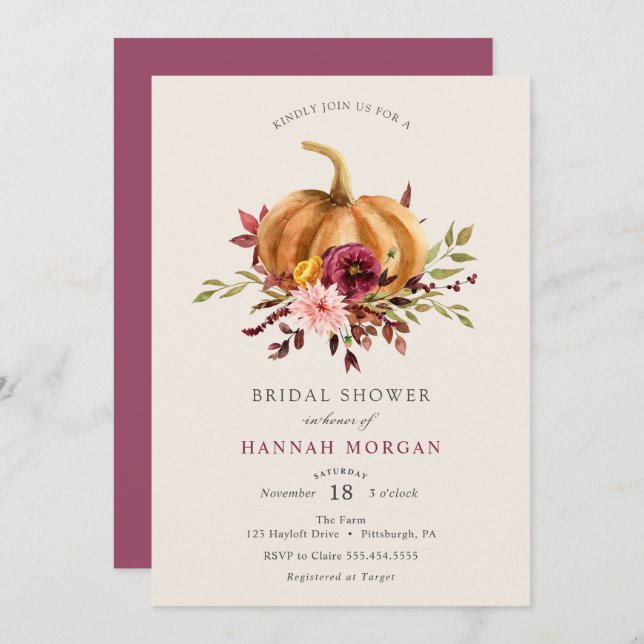 Pumpkin Bridal Shower invitation (Front/Back)