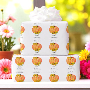 Pumpkin Bridal Shower Wedding Orange White  Wrapping Paper